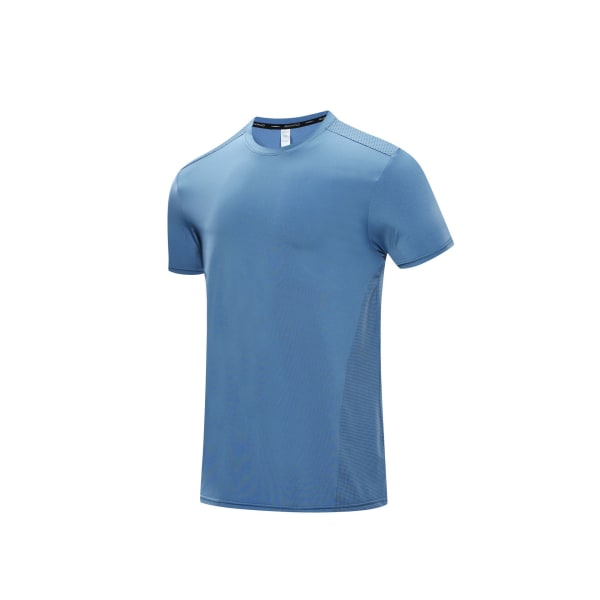 Nylon snabbtorkande T-shirt herr fitness löpning lös rund hals sommar is silke träningskläder botten sport kortärmad herr blue L