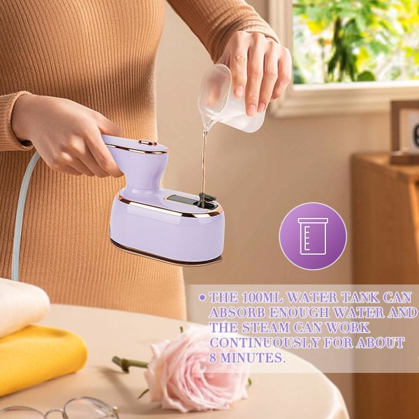 Mini Travel Steamer Strykjärn - Bärbar handhållen Steamer för kläder - Kompakt storlek, Perfekt för resor, College Sovsal, Hem - Elektrisk Garment Steamer Purple European plug