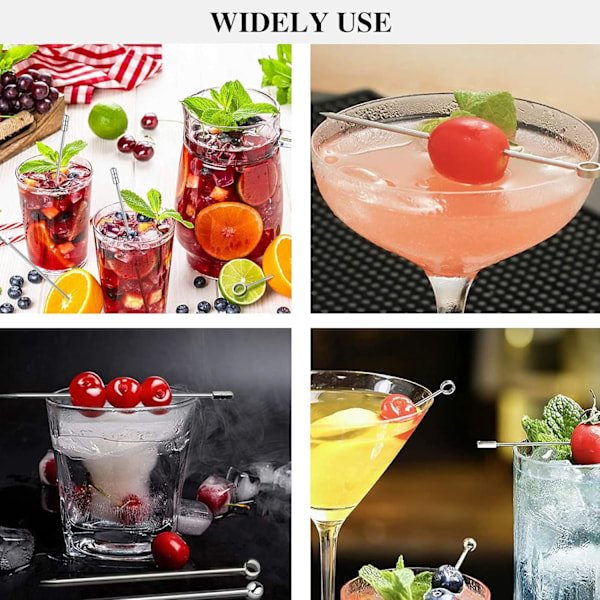 Kesän kuuma ale 20 kpl ruostumattomasta teräksestä valmistettuja cocktailtikkuja, uudelleenkäytettäviä cocktailtikkuja, metallisia cocktailtikkuja, juomien BBQ-juhlatarvikkeita