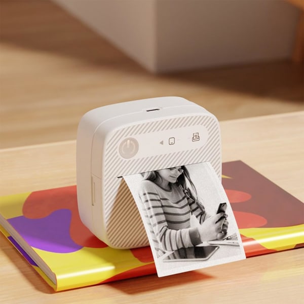 Bærbar etiketmaskine med printpapir - Trådløs Bluetooth termisk printer til hjemmet og rejser - Organiser nemt