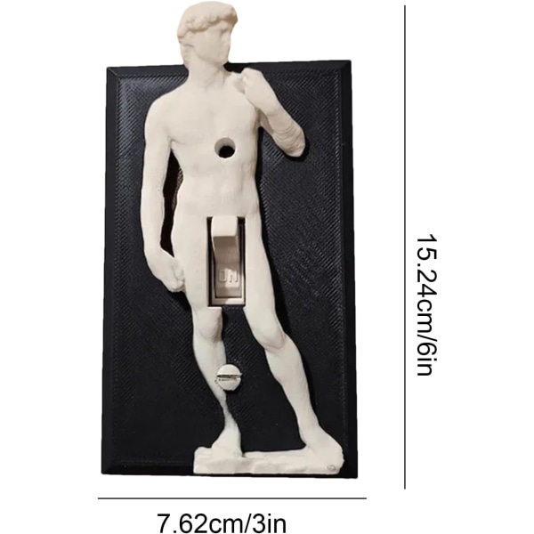 3D lysafbryderdæksel - David 3D indgraveret vægafbryderpladedæksel, sjovt David-statue-afbryderdæksel, væghuskunstkontaktdækseldekoration Grau 1PCS