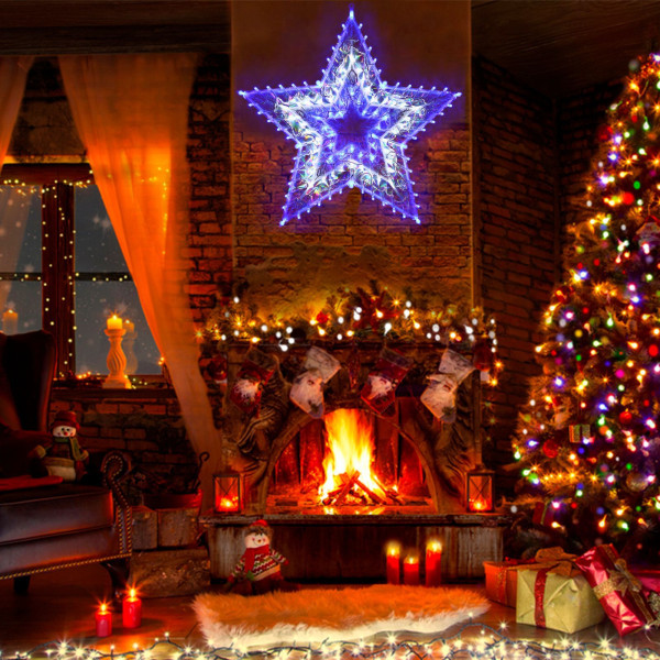 Christmas Star Lights Silhouette Light Xmas Vinduesdekoration Indendørs Udendørs Ny Color
