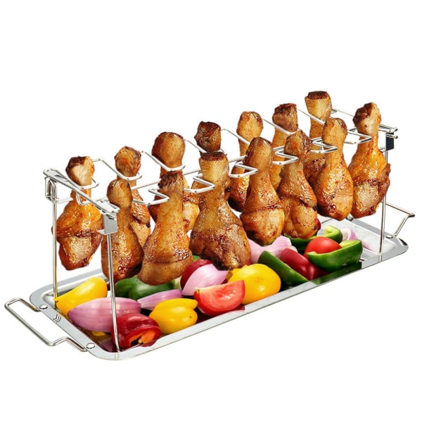 Vikbar kycklingvinge benställ Grillställ Multifunktionsgrilltillbehör STAINLESS STEEL CHICKEN LEG RACK AT