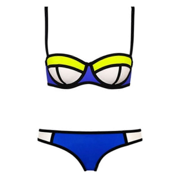 Sommarrea Bikini Set Trendig Kromatisk Färg Sexig Linne Baddräkt L black L