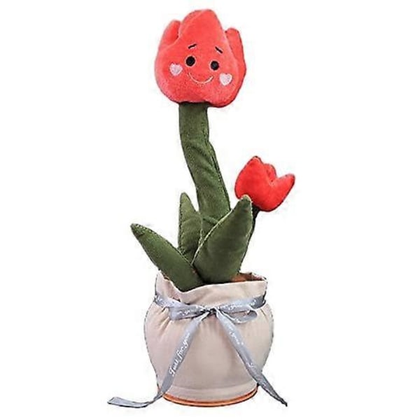Sommarrea Pratsam Blomma Plyschleksak Dansande Talande Upprepande Multifunktionell Tulpan[D] Pink
