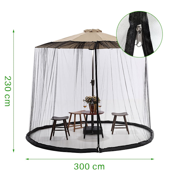 Hot nye tilbud! Høj kvalitet Parasol Myggenet, Mesh Skærm til Terrasse Parasol Baldakin, 7FT-12FT til Udendørs Parasol (300x230cm) 940CM