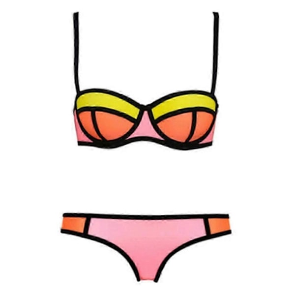 Sommarrea Bikini Set Trendig Kromatisk Färg Sexig Linne Baddräkt L blue L