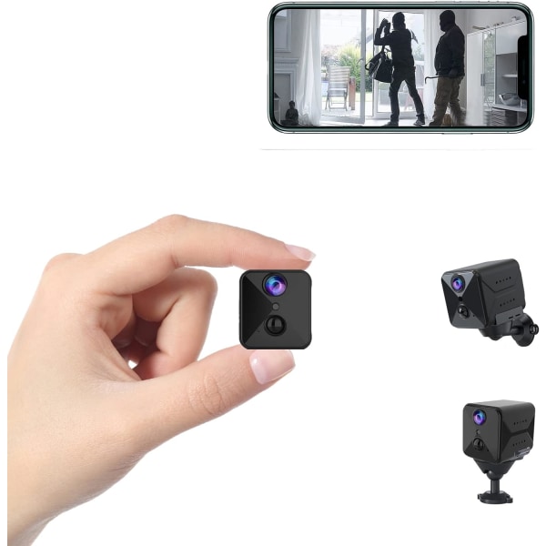 WiFi dold spionkamera - Uppgraderad 4K Mini Security Nanny-kamera - 100 dagars standby batteritid - AI-rörelsedetektionsvarningar