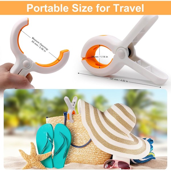 Sommer Hot Sale Strandhåndkleklyper - 6 stk Store Plastklesklyper for Vaskeklyper for Solseng Liggestol Cruise