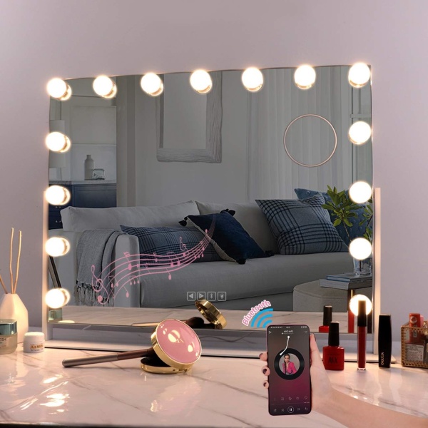 belyst spegel sminkspegel, 3 färgtemperatur ljus sminkspegel med 10 dimbara lysdioder, touchkontroll sminkspegel (endast glödlampa)
