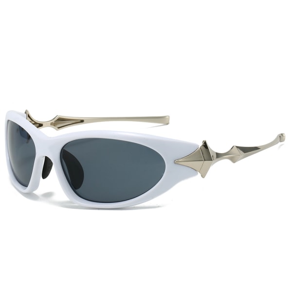 Punk Sports Cat Eye Aurinkolasit Naisten 2024 Ylelliset pienikehykset Aurinkolasit Miesten Suorakaiteen muotoiset Aurinkolasit conventional White frame gray piece