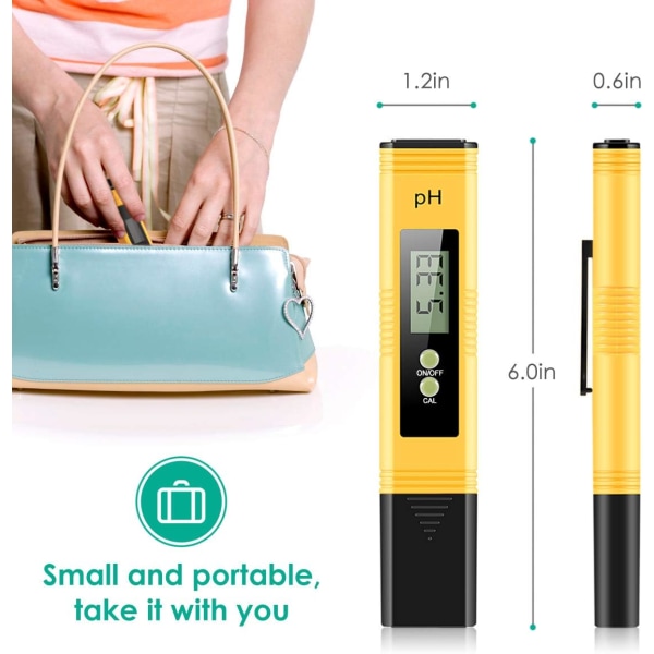 Digital pH-måler - Høj nøjagtighed pH-tester med LCD - 0,01 opløsning - Ideel til drikkevarer, pools, akvarier