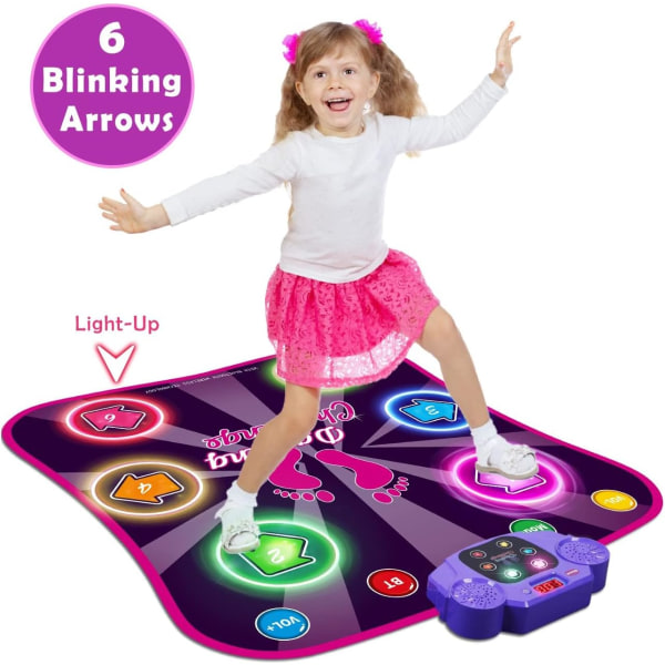 Light-Up dansmatta för flickor - Musikspelplatta med 5 lägen och Bluetooth - Perfekt födelsedagspresent för barn 3-10 år - Handla nu A
