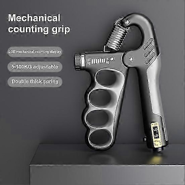 Sommarrea Grepptränare 5-100KG Mekanisk Underarmstränare Räknare Män Kvinnor Justerbart Handgrepp[D] grey