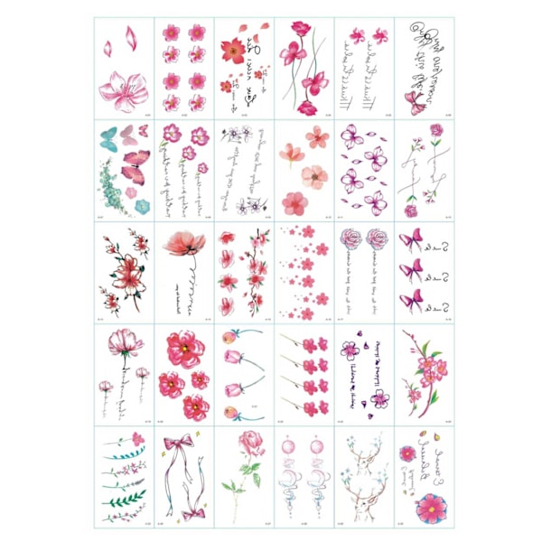 Sommarrea 30-pack Temporära Falska Tatueringar Rubby Blommor Flerfärgade multicolor