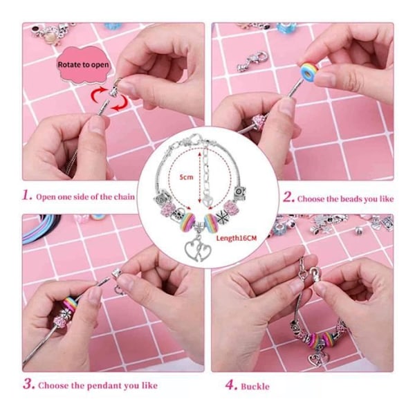 Sommarrea Adventskalender 2023 Barn Flicka DIY Julkalender Berlockarmband Set 22 Berlocker och 2 Armband Julklapp