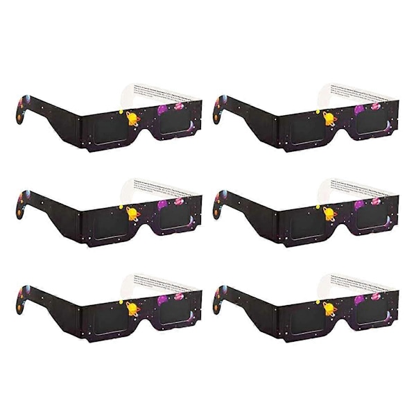 Sommer Hot Sale 6-pakning Papir Solformørkelsesbriller Solformørkelsesskjerm for Direkte Solobservasjon Sikre Briller for Direkte Solobservasjon