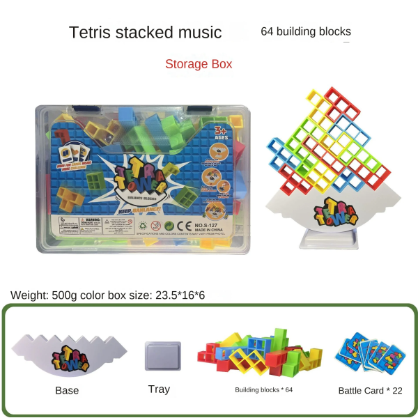 Brädspel för barn och vuxna Tetra Tower Balance Stacking Leksaker Perfekt för familjespel, fester, resor Russia Stacked High (64 pcs)Storage Boxes
