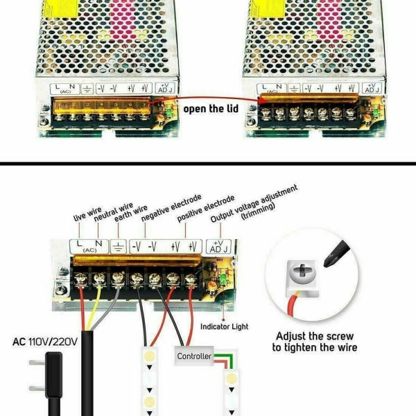 AC 100-240V til DC 12V 30A 360W Spændingstransformatorkontakt Strømomformerforsyning