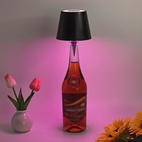 Trådløs vinflaske lyshoved, bærbar LED trådløs flaskelampe med 3 tilstande lysdæmpning Pridola, genopladelig berøringskontrol RGB-tilstand a9 Iron Style