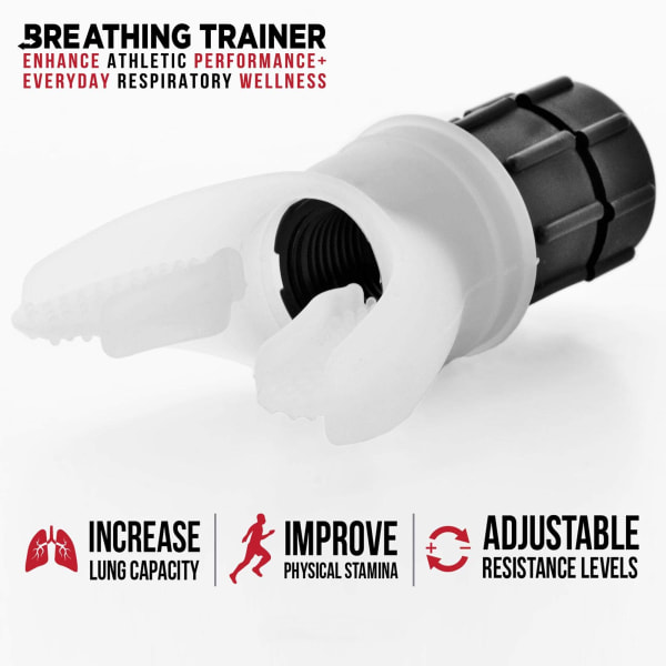 Lungtränare och andningstränare - Förbättra lungkapaciteten och andningsterapi - Inspirations-/expiratorisk muskeltränare white
