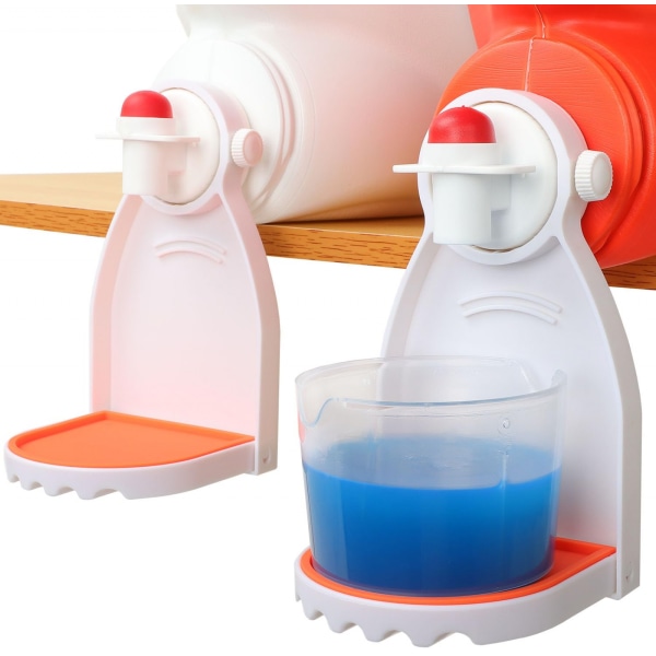 Tøjvaskemiddelkopholder & drypbakke (pakke med 2), vaskemiddeldrypfanger med fast skrue og aftagelig silikonemåtte orange