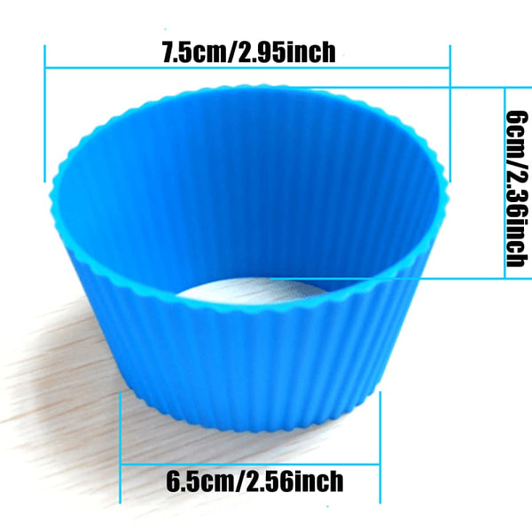 ZHEHENG 6 kpl silikoniset liukumattomat kupin hihat - lämmönkestävät kahvimukin suojat, satunnainen väri, uudelleenkäytettävä lasipulloille