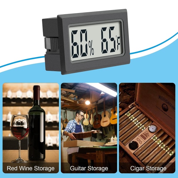 2-Pack Mini Digital Termometer Hygrometer - Indendørs temperatur fugtighedsmåler - Fahrenheit (℉) måler til humidorer, drivhus, have