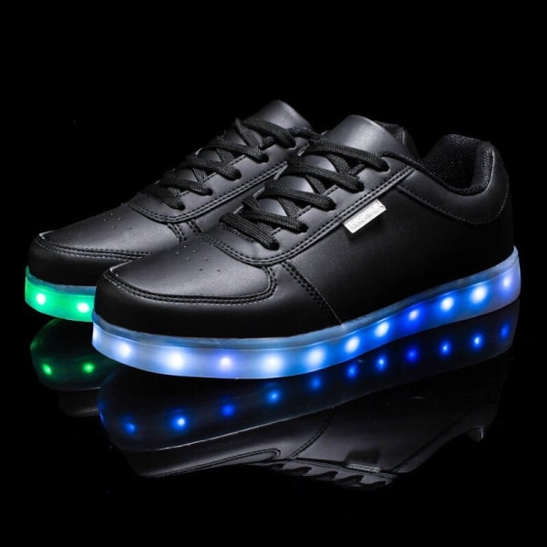 USB Laddning Light Up Skor Sport LED Skor Dans Sneakers black 37