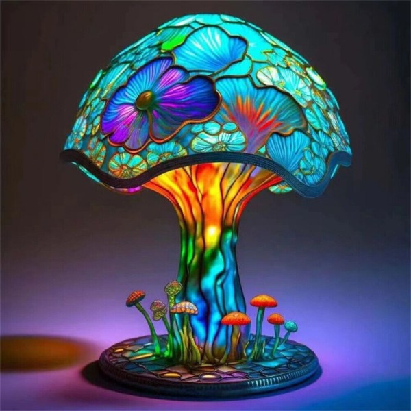 Farvet Resin Flower Mushroom Series Bordlampe 5.9 In Bordlampe Natlampe F