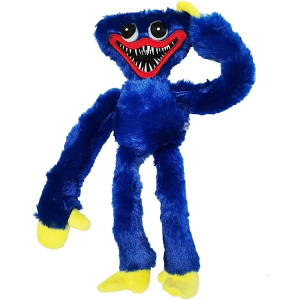 Sommarrea 1:a Huggy Wuggy Plysch Poppy Playtime Realistiskt Korvmonster, Monster Skräck Plyschdocka (15,75 tum, Blå)