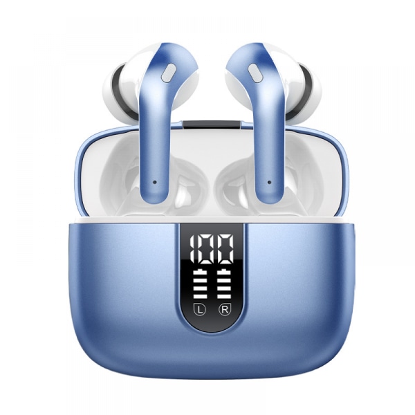 True Wireless Earbuds med LED Power Display - 4H uppspelningstid - IPX5 vattentät - In-ear hörlurar med mikrofon för sport - Handla nu light blue
