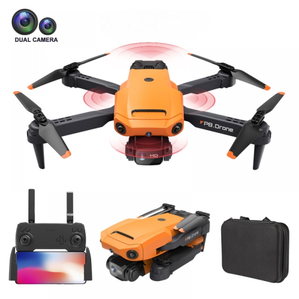 3 batterier Drone Pro 4K HD Selfie-kamera WIFI FPV GPS hopfällbar RC Quadcopter Orange