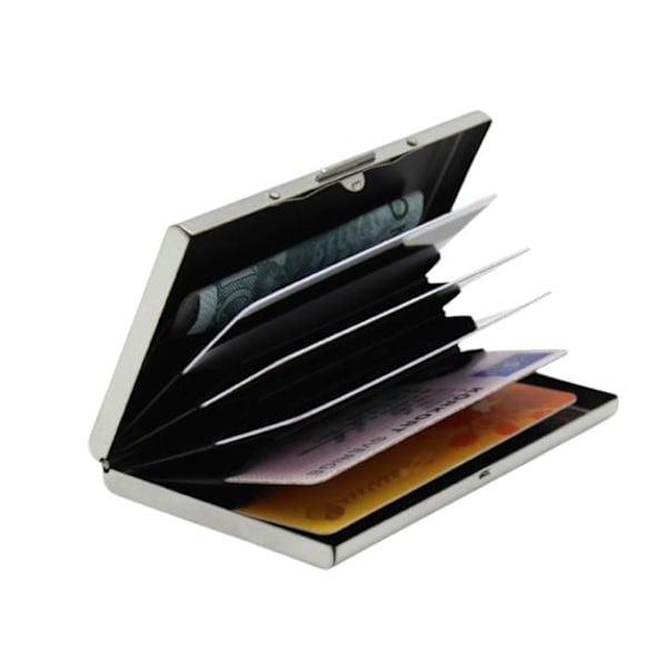 Sommer Udsalg Varmt Rustfrit Stål Kortholder med Rum - Beskytter RFID Wallet Metal Sort Black Svart
