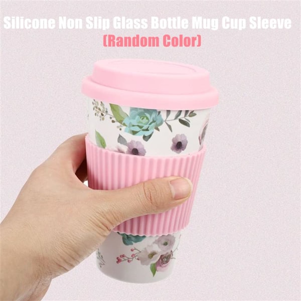 ZHEHENG 6 stk. silikone skridsikre skålærmer - varmebestandige kaffekrus-beskyttere, tilfældig farve, genanvendelig til glasflasker