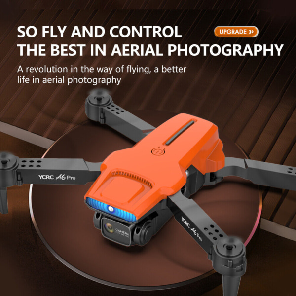A6 Pro Drönare GPS WIFI FPV 4K HD Kamera 3 Batteri Vikbar Selfie RC Quadcopter Orange