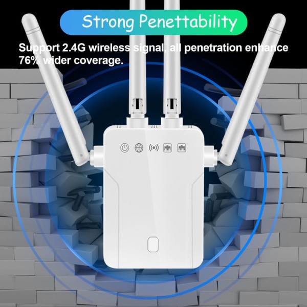 Signalforsterker for trådløst nettverk Hjem WiFi Extender Signalforsterker: Rekkevidde for Internett-repeater Opp til 300DM American standard black