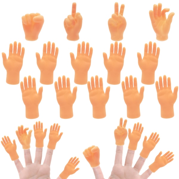 14 Pcs Tiny Finger Hands,Premium Rubber Mini Tiny Finger Hands,Flat Hand Style Mini Hand Finger Puppets for Puppet Show,Gag Performance,Party Favors