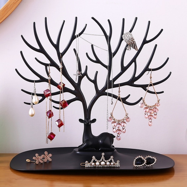 Smyckesställ, Dekorativt smyckesträd, Halsbandsförvaring, Armbandsställ, Antler Tree Design Armband Halsband Organizer black