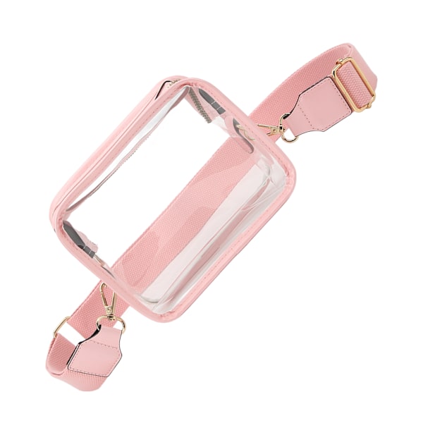 Sommarrea Transparent PVC Axelväska med Dragkedja, Vattentät, Godkänd för Stadion, Handväska för Fitness, Shopping, Rosa 0.4