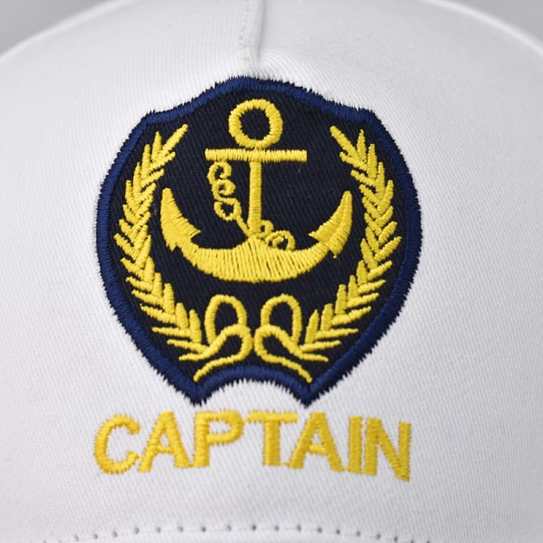 Justerbara Captain Boating Baseballkepsar Captain Hat Baseballkepsar Nautical Marine Sailor Navy Hattar Vit white adjustable