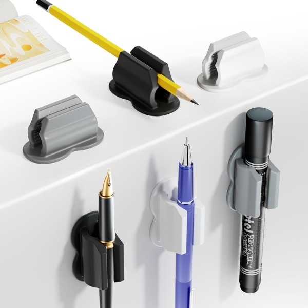 6-pak opgraderede penneholdere, selvklæbende penneholdere til skriveborde og vægge, tuschholdere, penholdere, clipboard penneholdere black