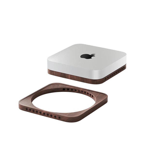 Black Walnut Desktop Stand för Mac Mini och Mac Studio - Värmeavledning och dammsäker bas för M1 M2 Host Accessories