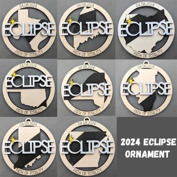 2024 Solar Eclipse træpynt - Unikt minde til Eclipse-entusiaster | Perfekt festartikler og souvenirgave IIllinois