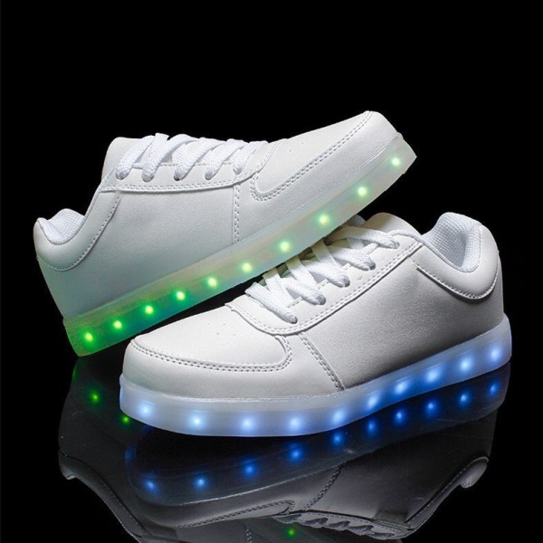 USB Laddning Light Up Skor Sport LED Skor Dans Sneakers white 36