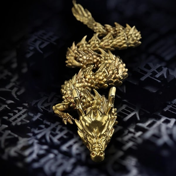 Kultainen Feng Shui Lohikäärmepatsas Veistokset Siirrettävät Nivelet Dragon Year Special Edition Bronze 40cm