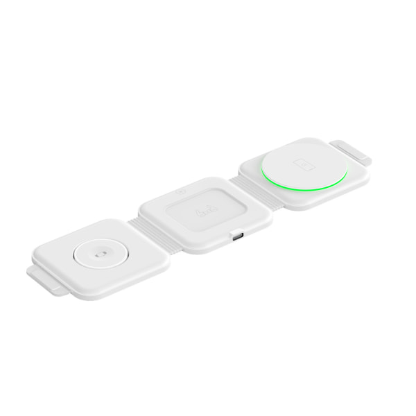 Bekväm 3-i-1 laddningsstation för Apple-enheter - Vikbar Mag-Safe-laddare för resor - Trådlös laddare för iPhone - AirPods - iWatch white