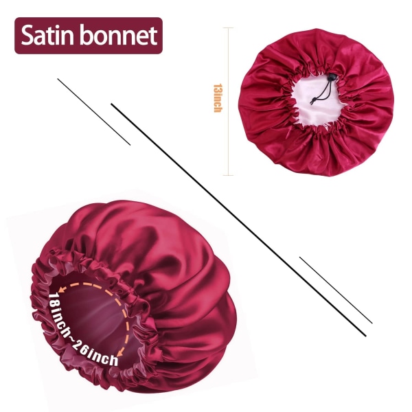 Satinhat silkehat til krøllet hår kemoterapihat vævet hat til sovende damehat stor dobbelt lag justerbar Purple One Size