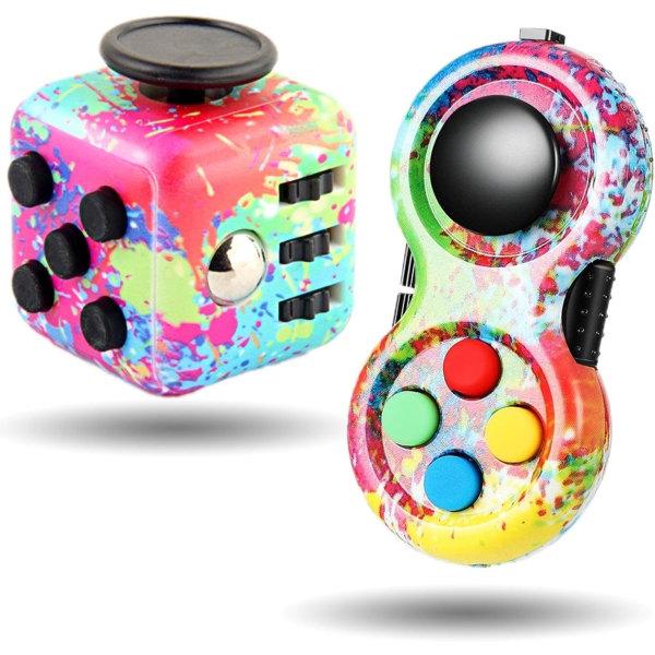 2-osainen fidget toy set - lievittää stressiä ja ahdistusta, tehostaa keskittymistä - Fidget Pad ja Cube Sensory Lelut - täydellinen lahja toimistoon, luokkahuoneeseen