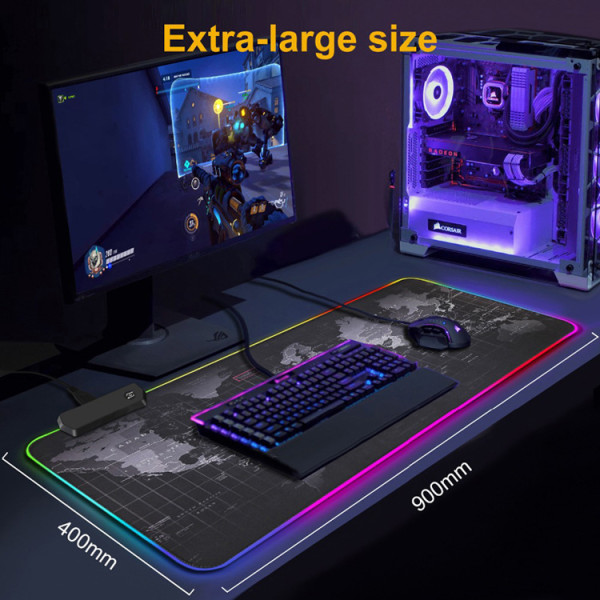Gaming Musmatta med LED-ljus - RGB - Välj storlek Svart 80x30 cm-REKOMMENDERA 30 * 80cm Box packaging